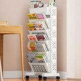 Six Tier Rolling Storage Cart Slim Magazine File Organiser White - Extra Image