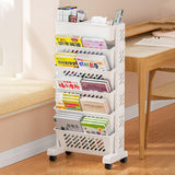 Six Tier Rolling Storage Cart Slim Magazine File Organiser White