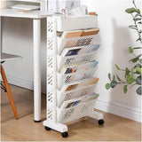 Six Tier Rolling Storage Cart Slim Magazine File Organiser White - Extra Image