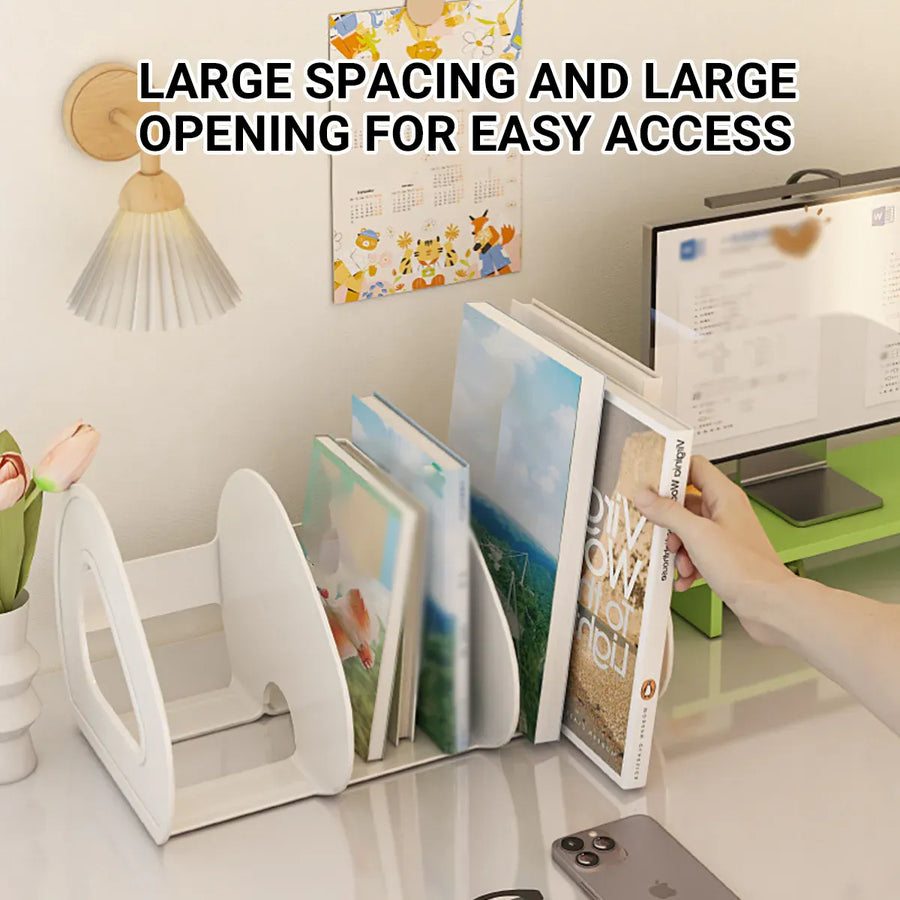 Desk Standing Divider Shelf Organizer Space Saving Office Study Storage Rack - Clear
