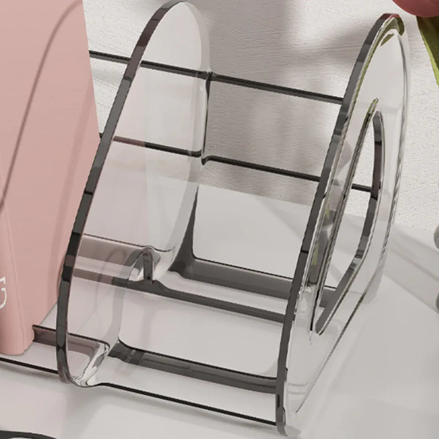 Desk Standing Divider Shelf Organizer Space Saving Office Study Storage Rack - Clear