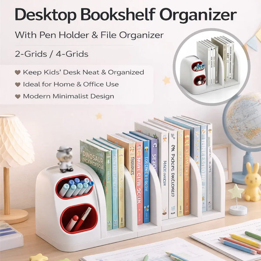 Desktop Storage Organiser With Dividers Pen Holder Home Office School Desk Use - 2-Grid