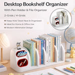 Desktop Storage Organiser With Dividers Pen Holder Home Office School Desk Use - 4-Grid