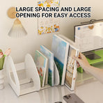 Desk Standing Divider Shelf Organizer Space Saving Office Study Storage Rack - White