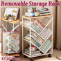 Mobile Wheeled Small Bookshelf Floor Storage Rack for Home Office Storage