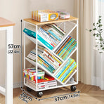 Mobile Wheeled Small Bookshelf Floor Storage Rack for Home Office Storage