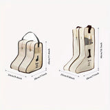 4PCS Beige Travel Shoe Bag Home Boot Storage Visual Dustproof Long Short Covers - Side View
