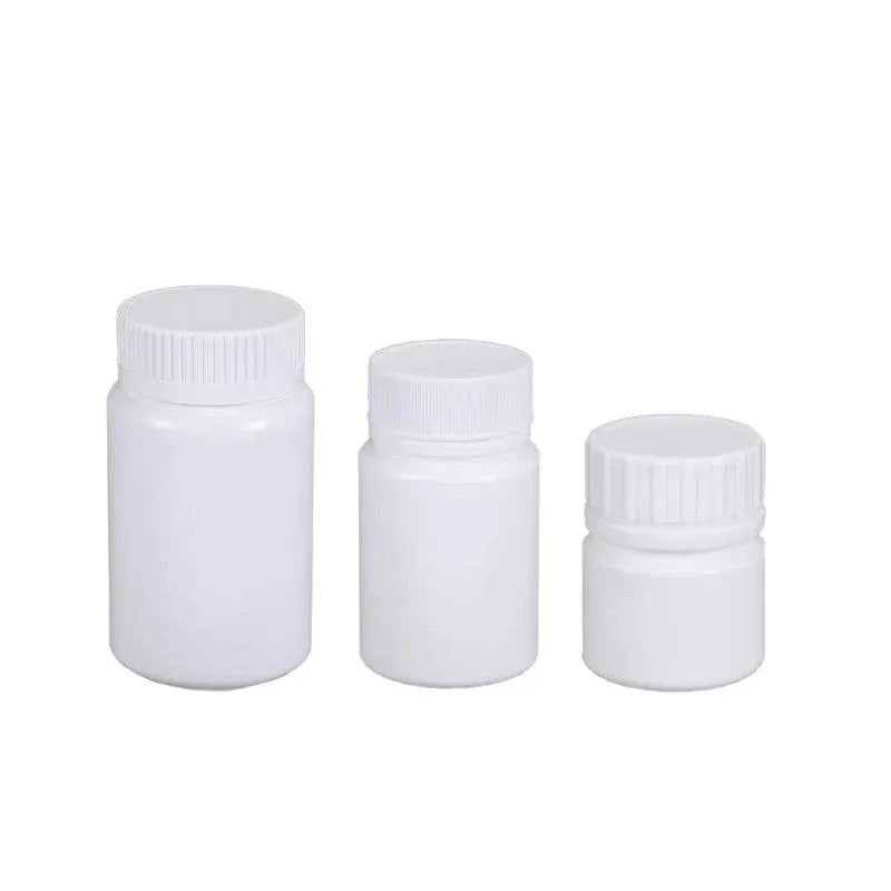 100pcs White Plastic Capsule Bottle Small Medicine Granule Packaging Container - 50ml