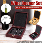 4PCS Wine Opener Set Stainless Steel Durable for Home Bar Wine Lovers Gifts - Red