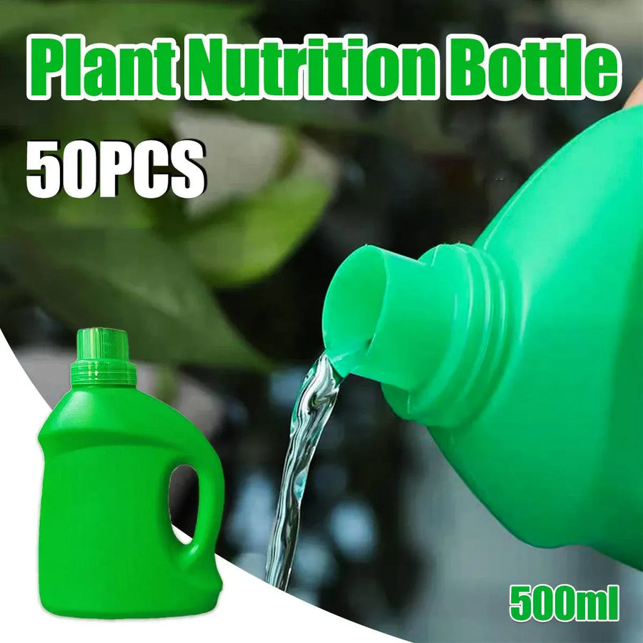 50pcs 500ml Plastic Green Fertilizer Bottle Nutrient Solution Container Plants