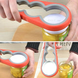 Silicone Jar Can Opener Multi-Purpose Lids Cap Arthritis Bottle Opener Easy Grip - Red - Top-Down View