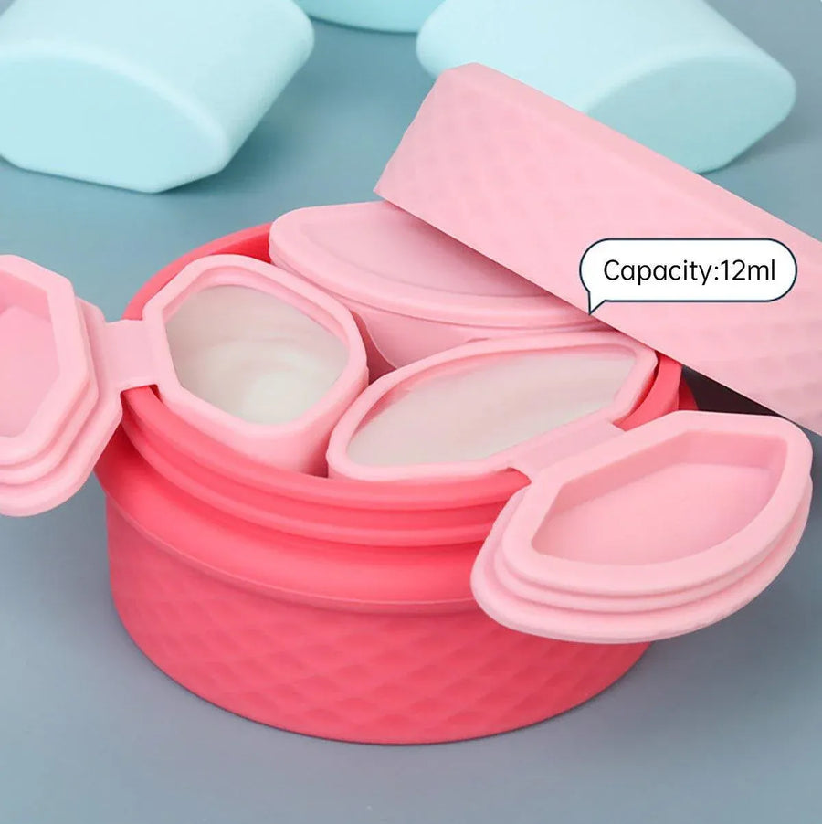 Silicone Jewelry Storage Box Portable Travel Packaging Outdoor Organizer - Pink