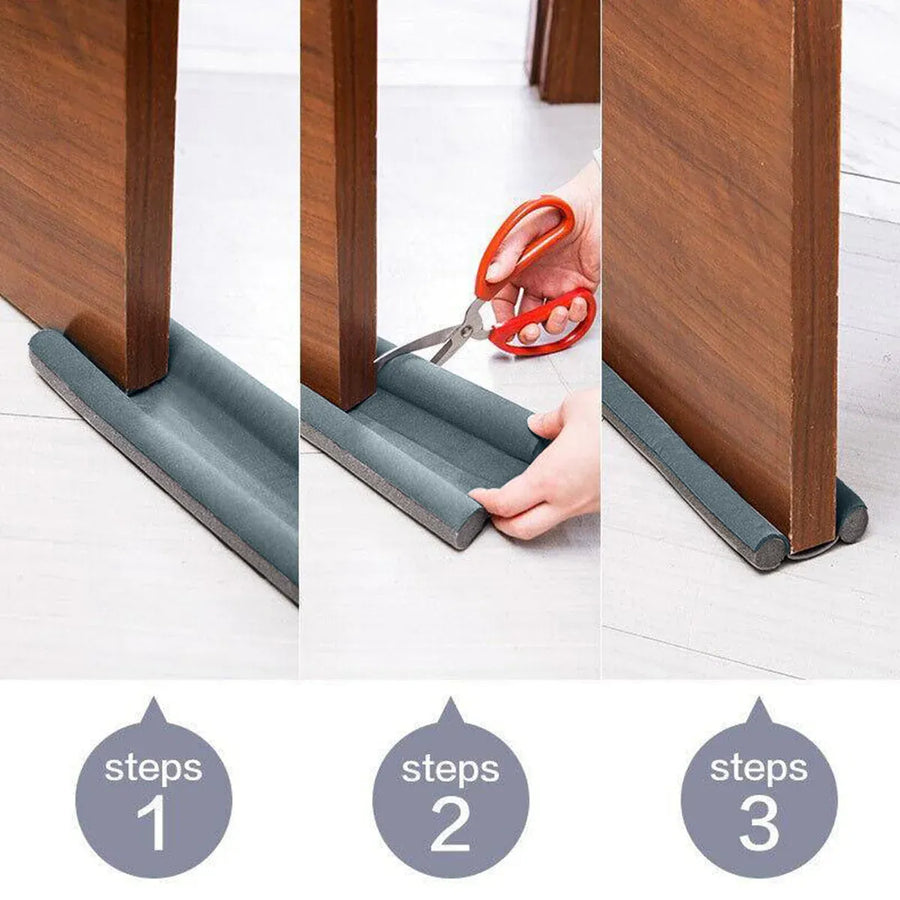 Door Bottom Seal Draft Stopper Guard Threshold Sealing Strip Wind Dust Protector - Grey