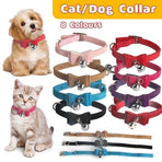 1× Adjustable Suede Cat Collar with Bow Bell Pink Blue Black Red - Purple, image 4