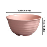4pcs Wheat Straw Rice Bowl Round Noodle Bowl Drop Proof Kitchen Tableware Set - Side View