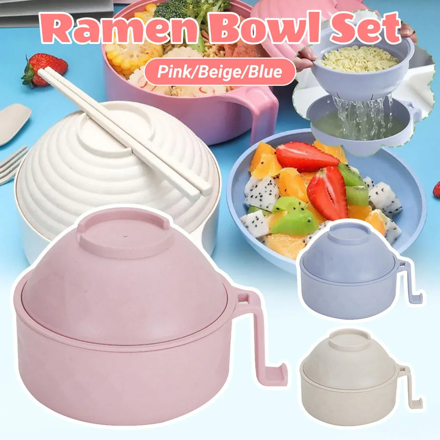 Ramen Bowl Set Microwave Ramen Cooker Instant Noodles Bowl With Chopsticks - Pink