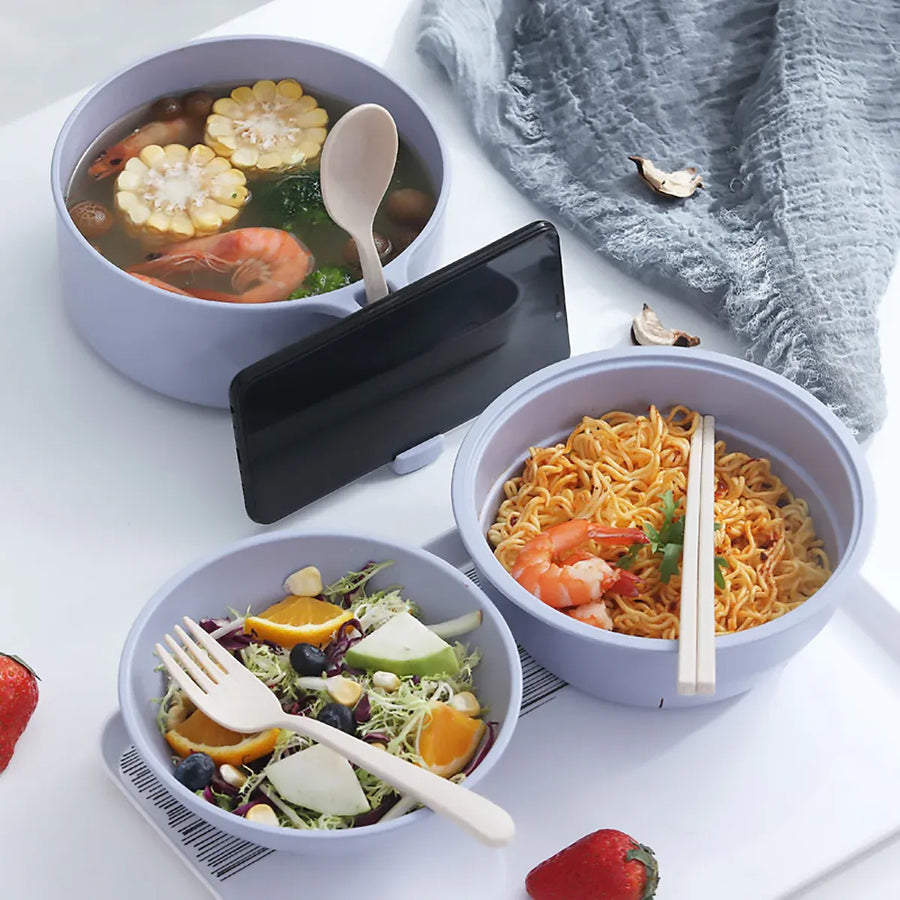 Ramen Bowl Set Microwave Ramen Cooker Instant Noodles Bowl With Chopsticks - Pink