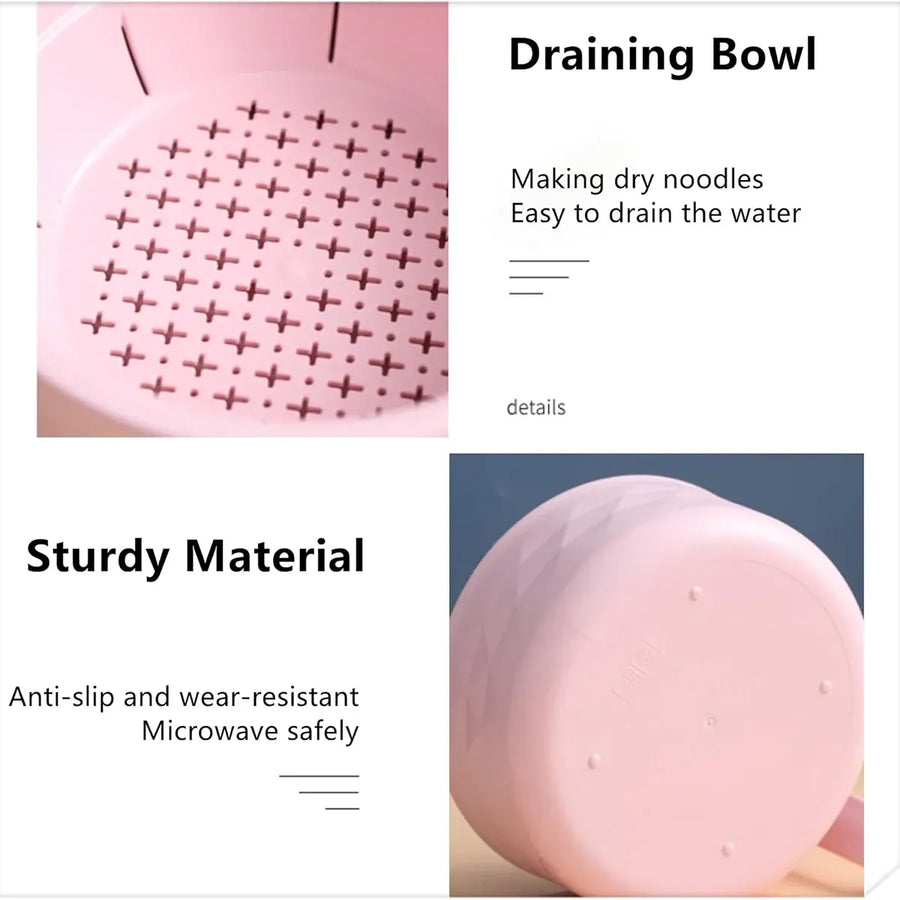Ramen Bowl Set Microwave Ramen Cooker Instant Noodles Bowl With Chopsticks - Pink