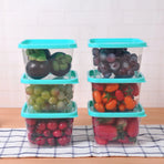 Microwave Safe Food Storage Container Round Lunch Box Refrigerator Meat Soup Box - Square-1000ml-6PCS