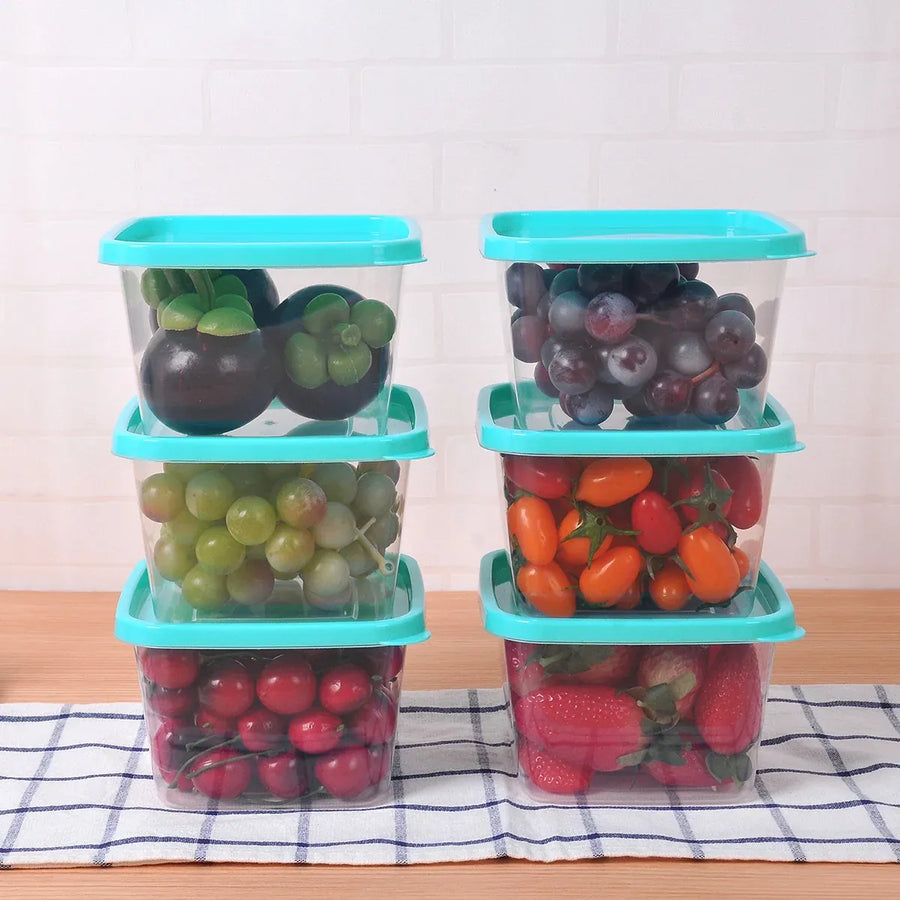 Microwave Safe Food Storage Container Round Lunch Box Refrigerator Meat Soup Box - Square-1000ml-6PCS