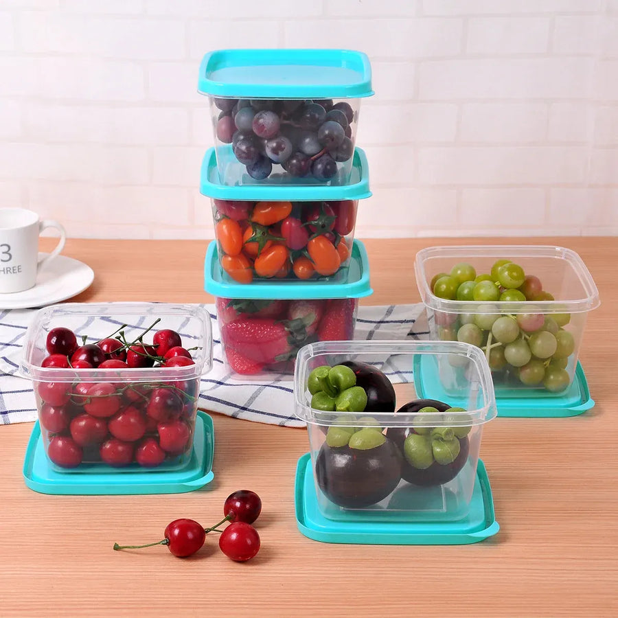 Microwave Safe Food Storage Container Round Lunch Box Refrigerator Meat Soup Box - Square-1000ml-6PCS