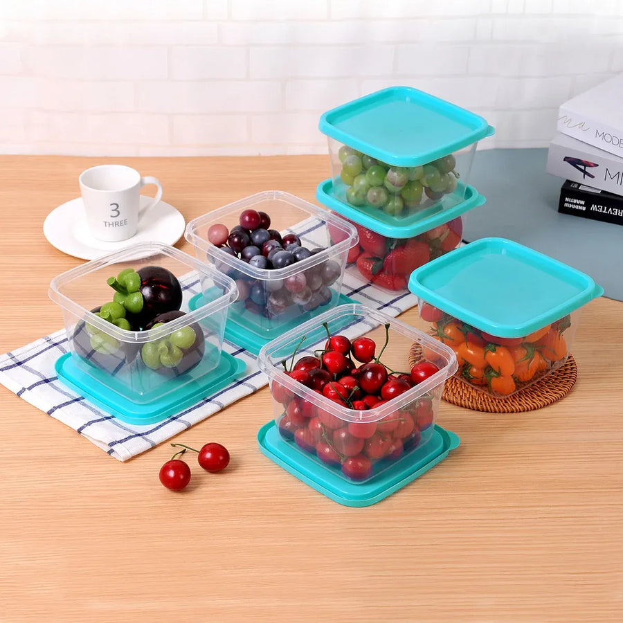 Microwave Safe Food Storage Container Round Lunch Box Refrigerator Meat Soup Box - Square-1000ml-6PCS