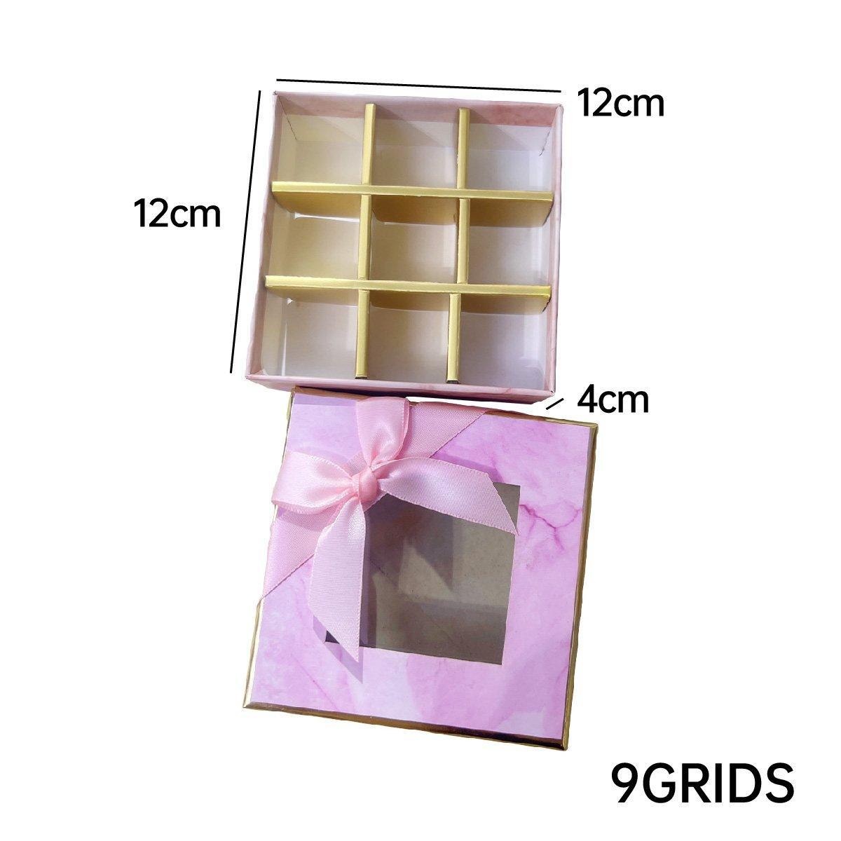 25X Valentines Day 9/12Grids Chocolate Box Gourmet Desserts Gift Display Window - Gray 9Grids-12-12-4-25pcs
