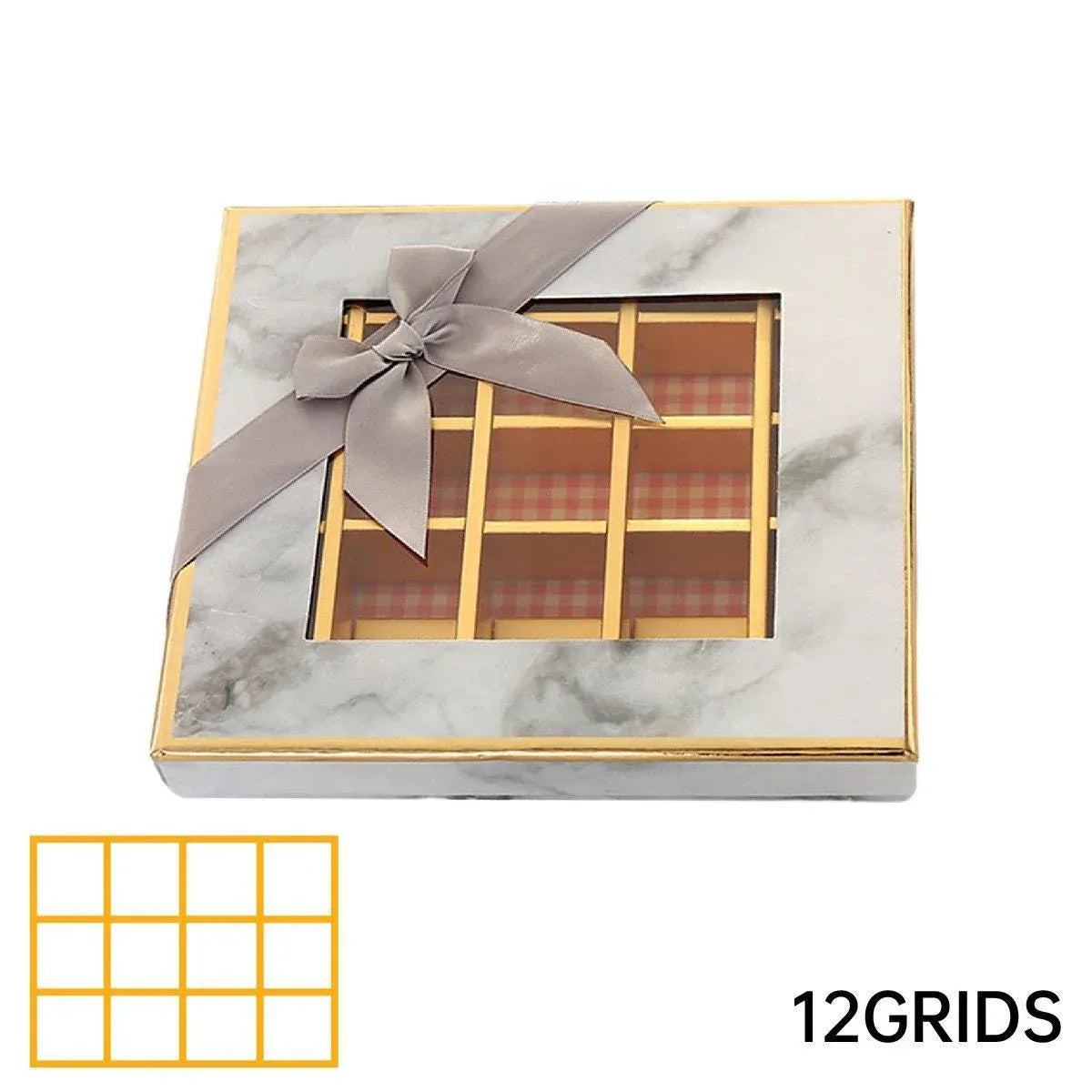 25X Valentines Day 9/12Grids Chocolate Box Gourmet Desserts Gift Display Window - Gray 12Grids-16-12-4-25pcs