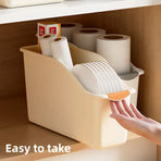 2pcs Cabinet Storage Box Miscellaneous Organizer Household Container Plastic Bin - S-White+Beige