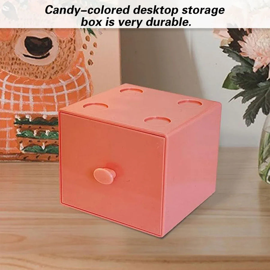 Storage Box 2PCS Desktop Square Stackable Drawers Organizer for Office Home - White