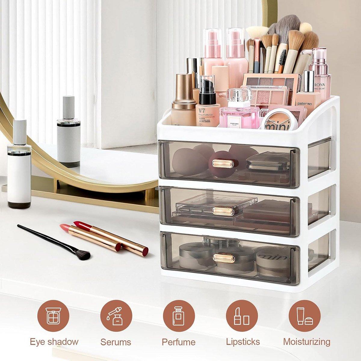 3Layer Cosmetic Organiser Storage Drawer Case Makeup Box for Home and Bathroom
