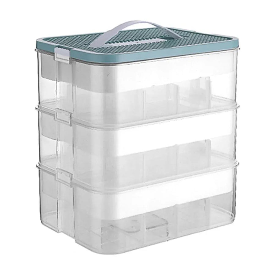 3Layer Storage Box Large Capacity Toy Organizer Building Block Storage Container - Green