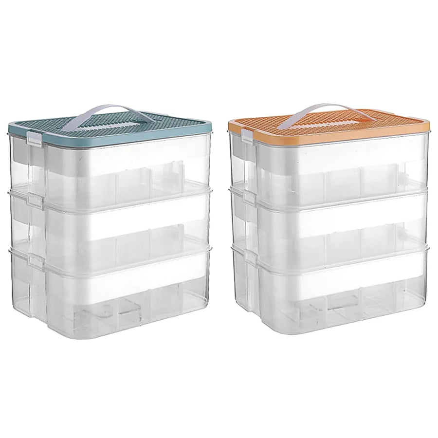 3Layer Storage Box Large Capacity Toy Organizer Building Block Storage Container - Green