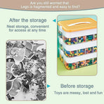 3Layer Storage Box Large Capacity Toy Organizer Building Block Storage Container - Green