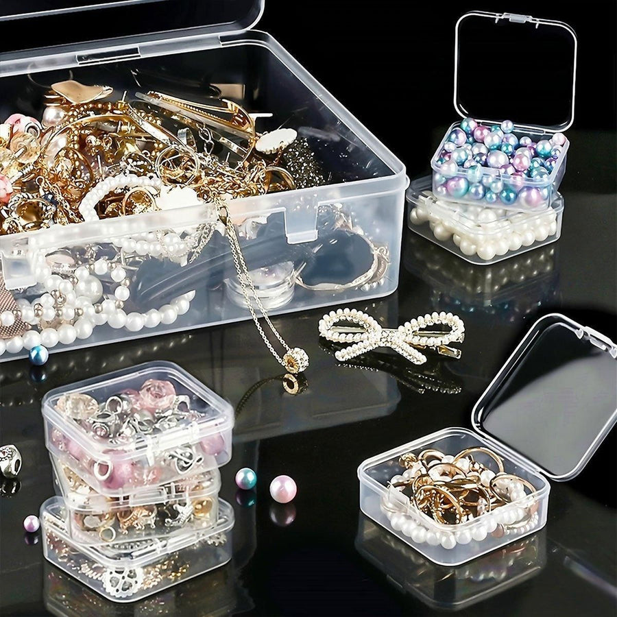 31PCS Plastic Home Storage Box Transparent Desktop Organizer Jewelry Beads Box