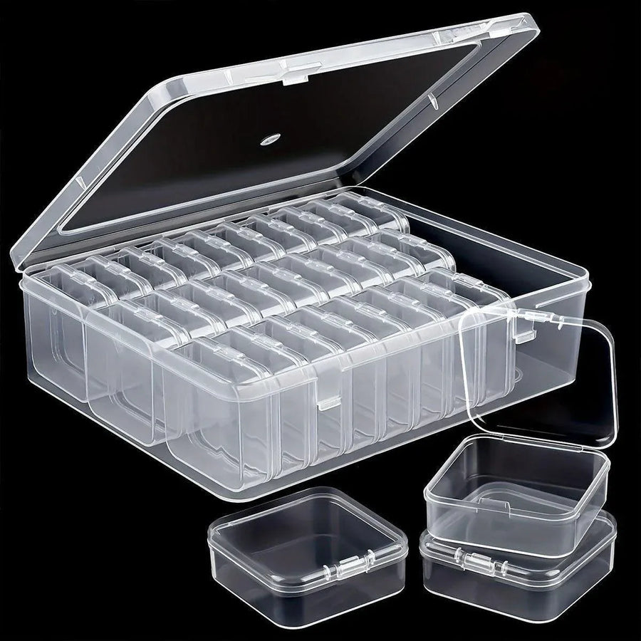 31PCS Plastic Home Storage Box Transparent Desktop Organizer Jewelry Beads Box