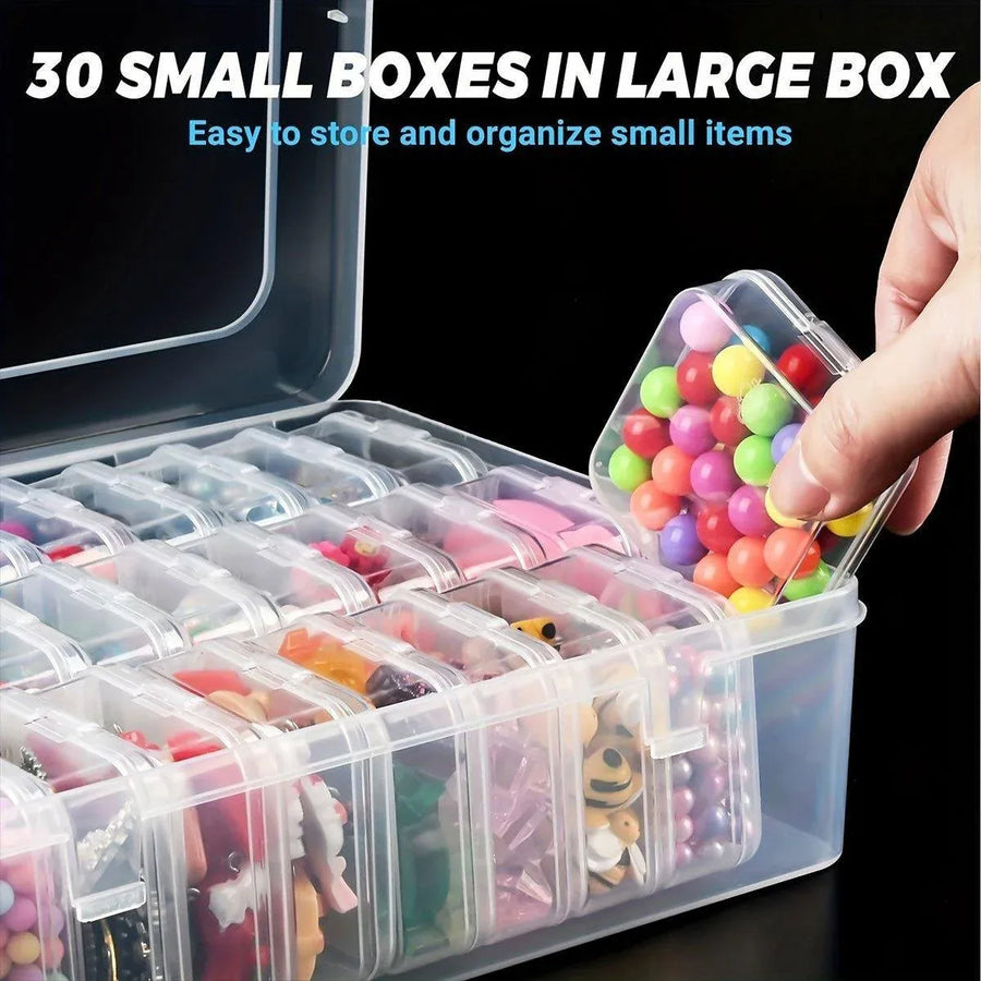 31PCS Plastic Home Storage Box Transparent Desktop Organizer Jewelry Beads Box