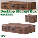 Wooden Riser With Drawer Desktop Storage Shelf Organizer For Office Supplies