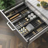 Kitchen Cabinet Drawer Cutlery Tray Utensil Organiser Insert Divider Storage - 41x10cm - 45-Degree Angle