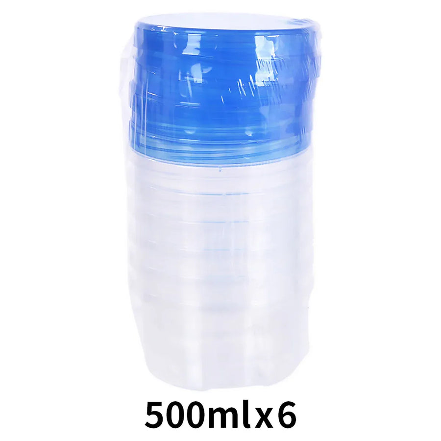 6PCS Reusable Food Storage Box Set Freezer Containers Lunch Prep Refrigerator