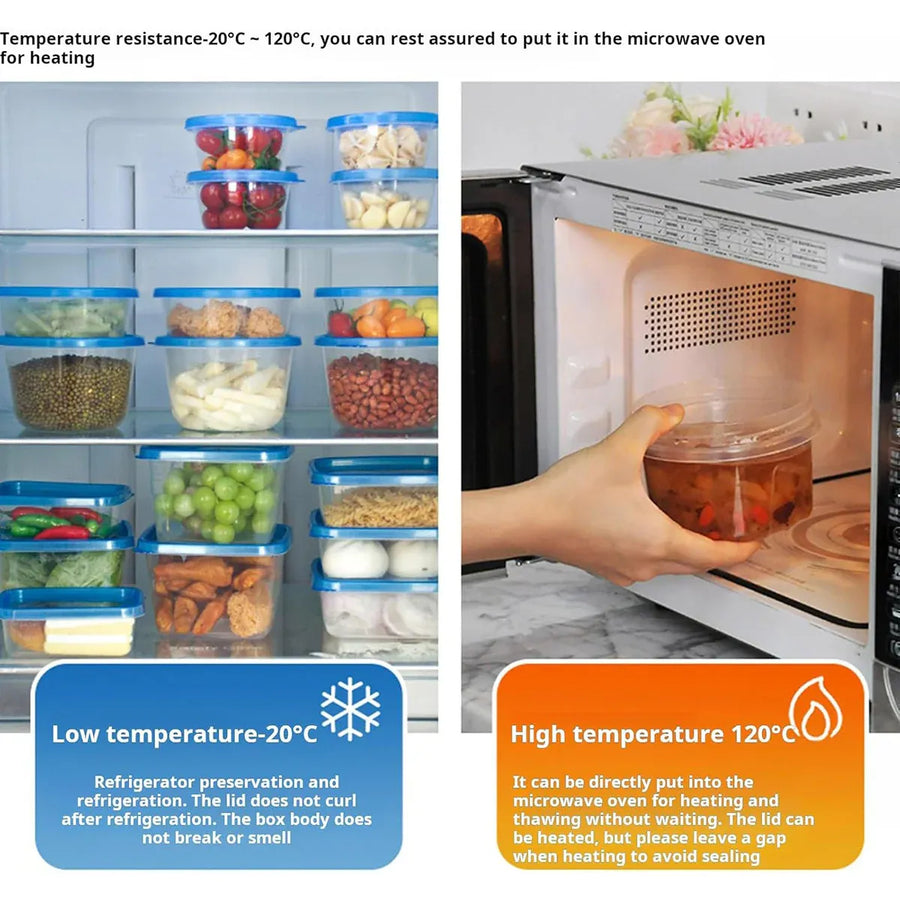 6PCS Reusable Food Storage Box Set Freezer Containers Lunch Prep Refrigerator