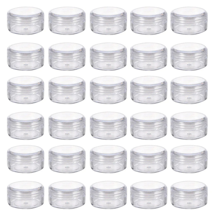 Cosmetic Cream Jar Bottle 50PCS 5g Transparent Round Refillable Sample Container - White Flat Lid Jar