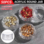 Cosmetic Cream Jar Bottle 50PCS 5g Transparent Round Refillable Sample Container - White Flat Lid Jar