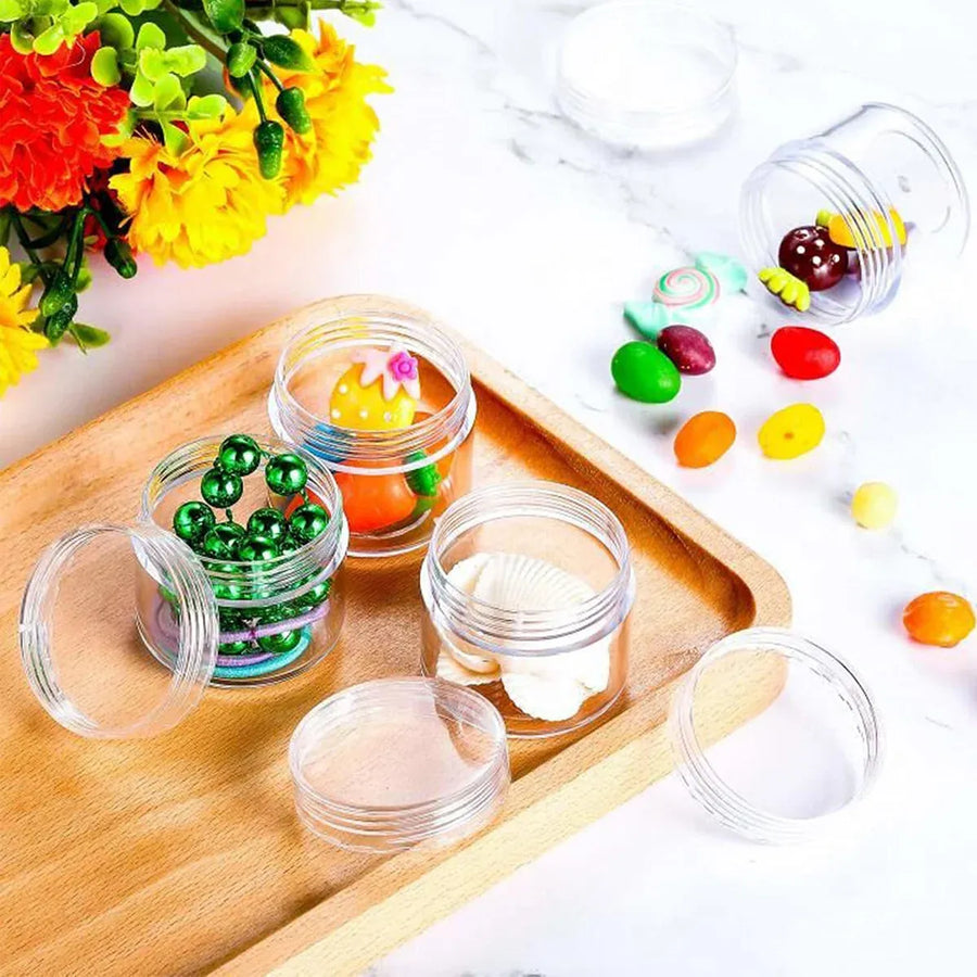 Cosmetic Cream Jar Bottle 50PCS 5g Transparent Round Refillable Sample Container - White Flat Lid Jar