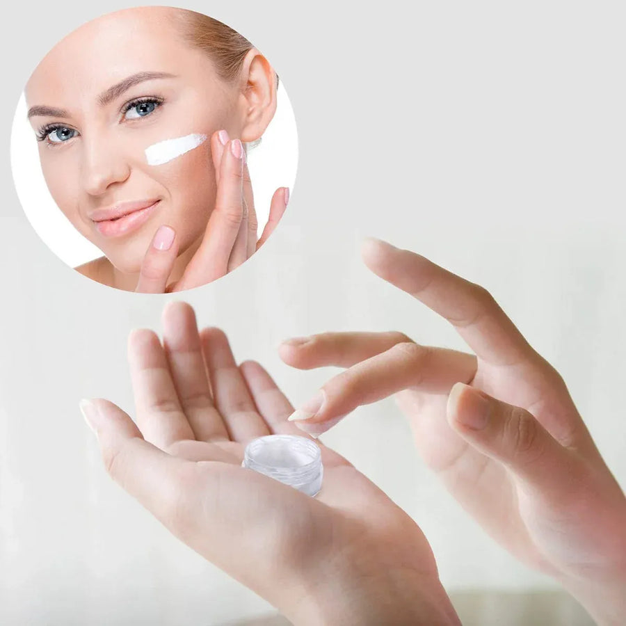 Cosmetic Cream Jar Bottle 50PCS 5g Transparent Round Refillable Sample Container - White Flat Lid Jar