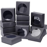 50PCS Handmade Soap Paper Box Round Window Kraft Black White Candy Biscuit Box - Black-50pcs 9*9*1.5CM