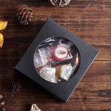 50PCS Handmade Soap Paper Box Round Window Kraft Black White Candy Biscuit Box - Black-50pcs 9*9*1.5CM