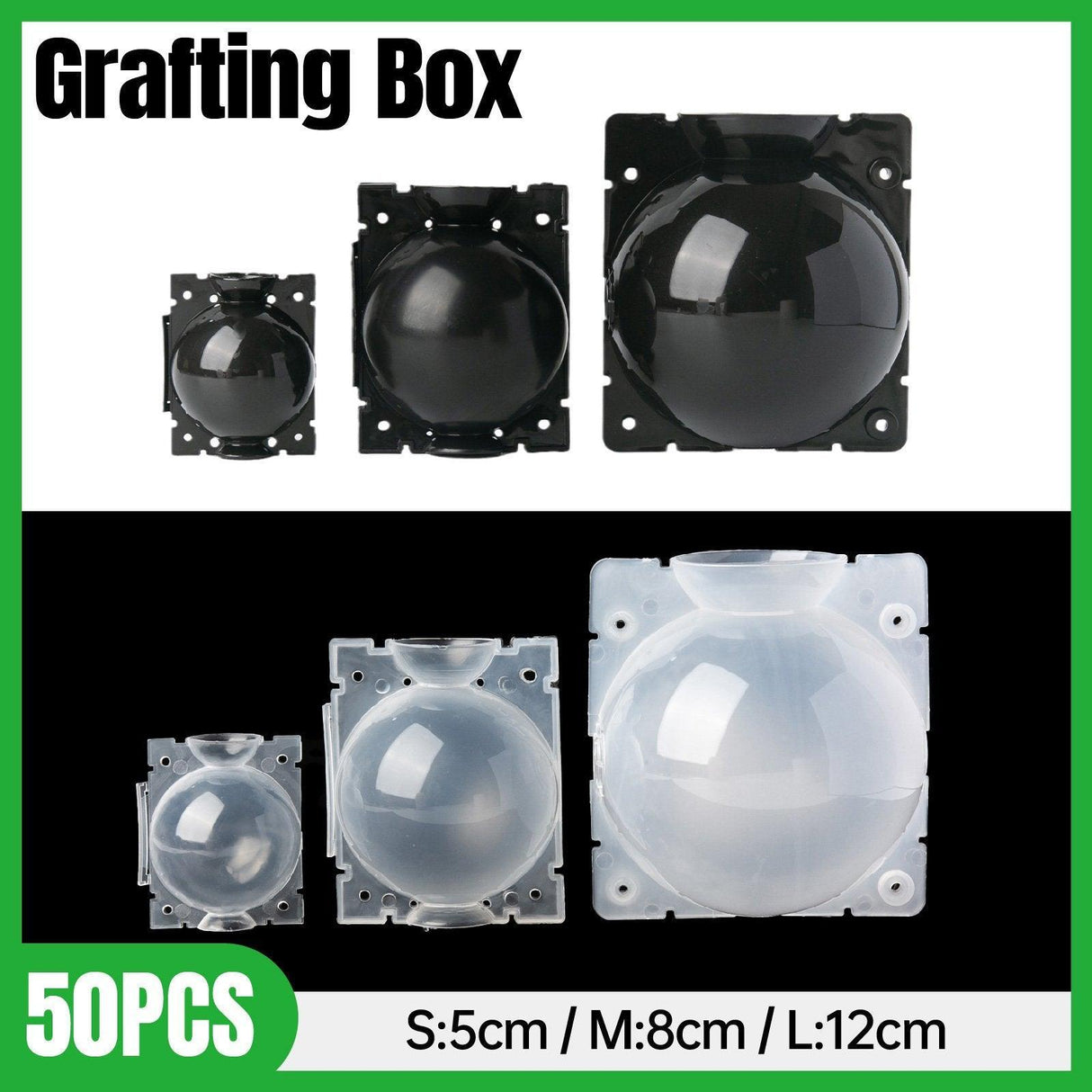 50pcs Plant Rooting Device High Pressure Grafting Box for Seedling Branch Garden - Clear M-50PCS