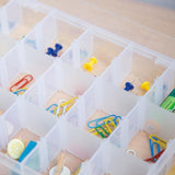 36 Slot Clear Plastic Storage Box with Removable Dividers for Jewellery Beads Crafts - Close-Up Angle