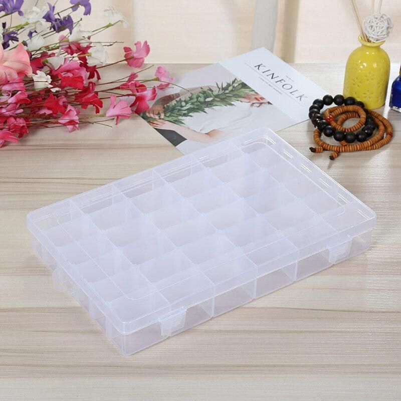 36 Slot Clear Plastic Storage Box with Removable Dividers for Jewellery Beads Crafts
